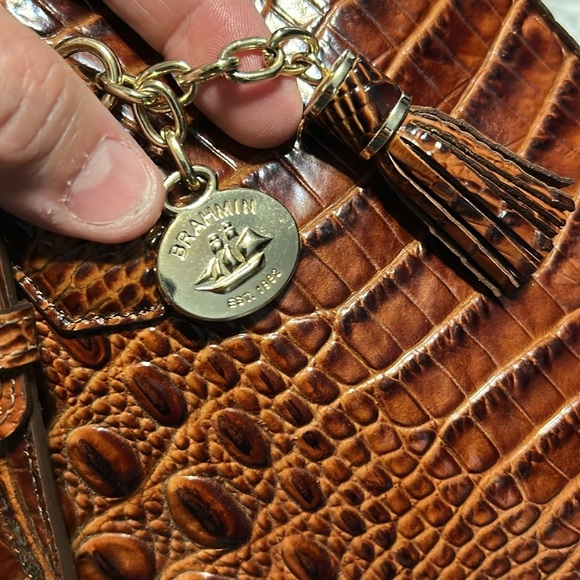 Brahmin Elegant Brown Embossed Tote Bag - Picture 15 of 15